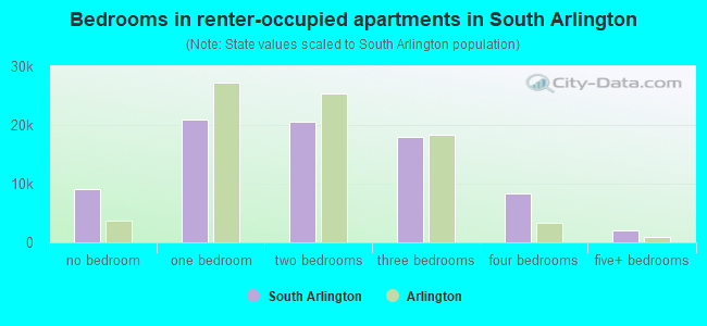 Bedrooms in renter-occupied apartments in South Arlington