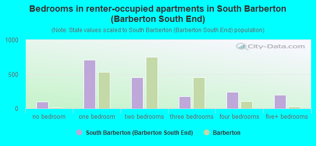 Bedrooms in renter-occupied apartments in South Barberton (Barberton South End)
