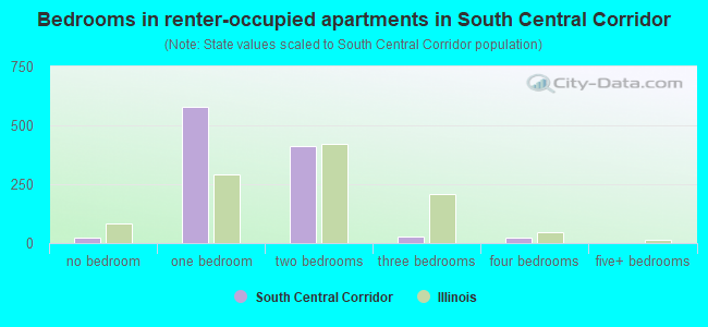 Bedrooms in renter-occupied apartments in South Central Corridor