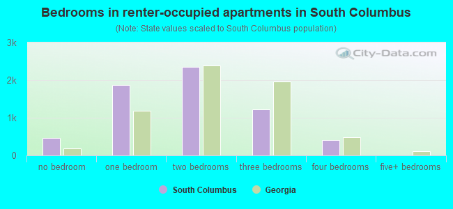 Bedrooms in renter-occupied apartments in South Columbus