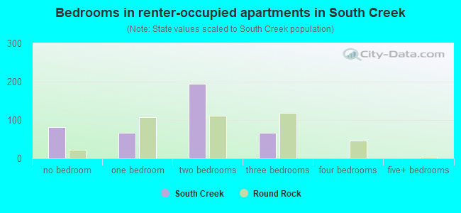 Bedrooms in renter-occupied apartments in South Creek