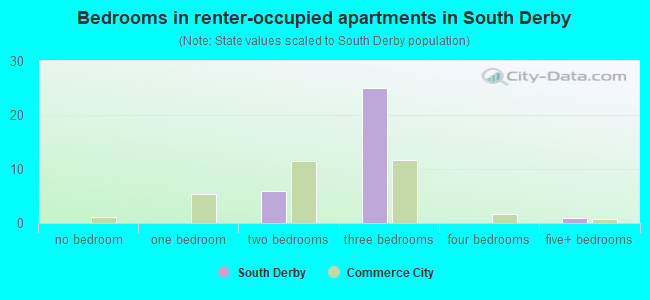 Bedrooms in renter-occupied apartments in South Derby