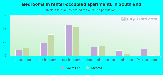 Bedrooms in renter-occupied apartments in South End