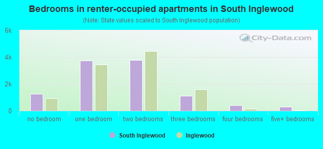 Bedrooms in renter-occupied apartments in South Inglewood