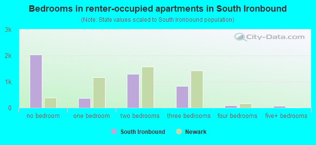 Bedrooms in renter-occupied apartments in South Ironbound