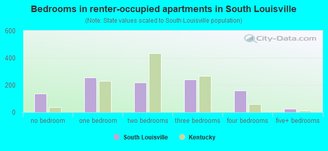 Bedrooms in renter-occupied apartments in South Louisville