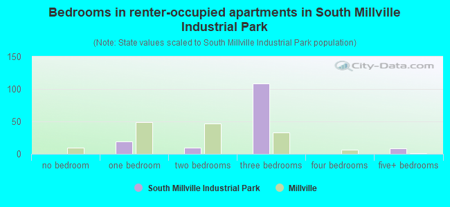 Bedrooms in renter-occupied apartments in South Millville Industrial Park