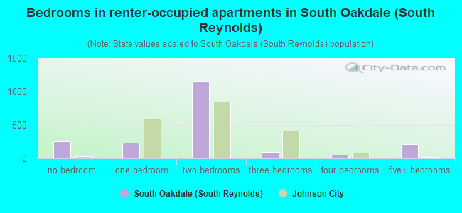 Bedrooms in renter-occupied apartments in South Oakdale (South Reynolds)