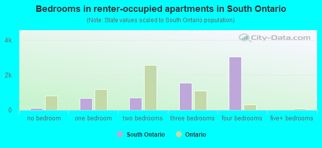 Bedrooms in renter-occupied apartments in South Ontario