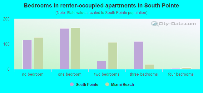 Bedrooms in renter-occupied apartments in South Pointe