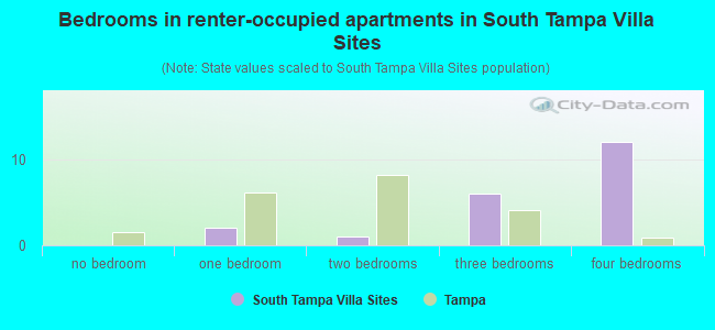 Bedrooms in renter-occupied apartments in South Tampa Villa Sites