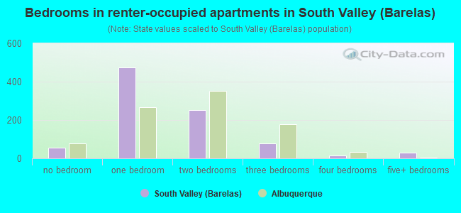Bedrooms in renter-occupied apartments in South Valley (Barelas)