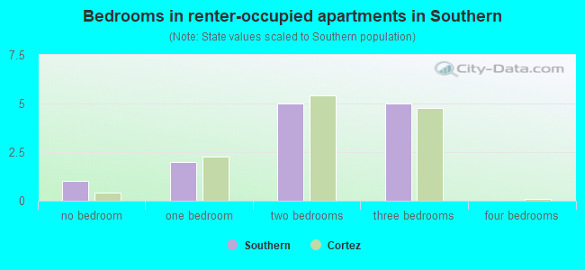 Bedrooms in renter-occupied apartments in Southern