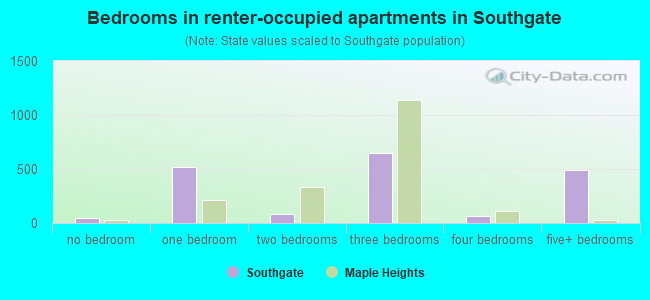 Bedrooms in renter-occupied apartments in Southgate