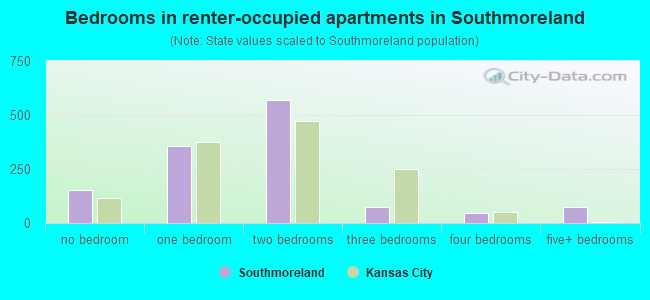 Bedrooms in renter-occupied apartments in Southmoreland