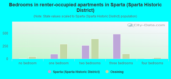 Bedrooms in renter-occupied apartments in Sparta (Sparta Historic District)