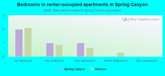 Bedrooms in renter-occupied apartments in Spring Canyon