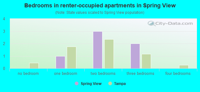 Bedrooms in renter-occupied apartments in Spring View