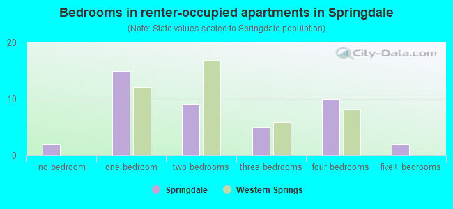 Bedrooms in renter-occupied apartments in Springdale