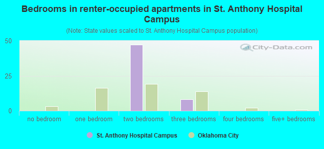 Bedrooms in renter-occupied apartments in St. Anthony Hospital Campus