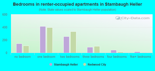 Bedrooms in renter-occupied apartments in Stambaugh Heller