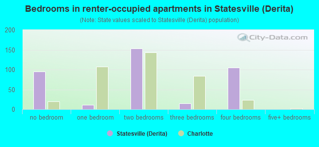 Bedrooms in renter-occupied apartments in Statesville (Derita)