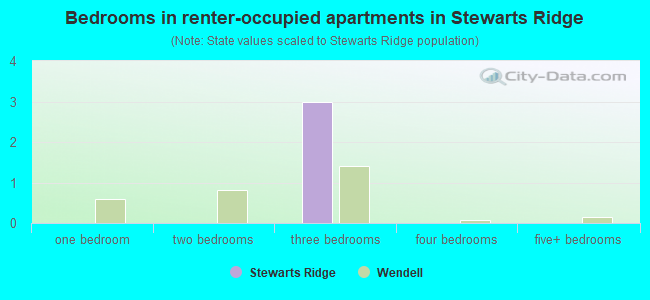 Bedrooms in renter-occupied apartments in Stewarts Ridge