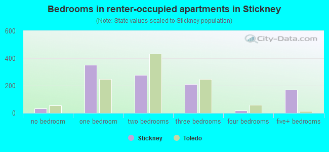 Bedrooms in renter-occupied apartments in Stickney