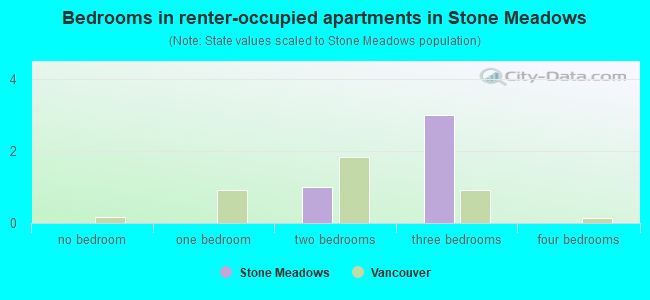 Bedrooms in renter-occupied apartments in Stone Meadows
