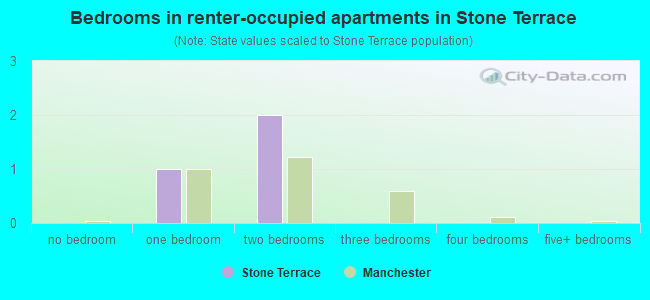 Bedrooms in renter-occupied apartments in Stone Terrace