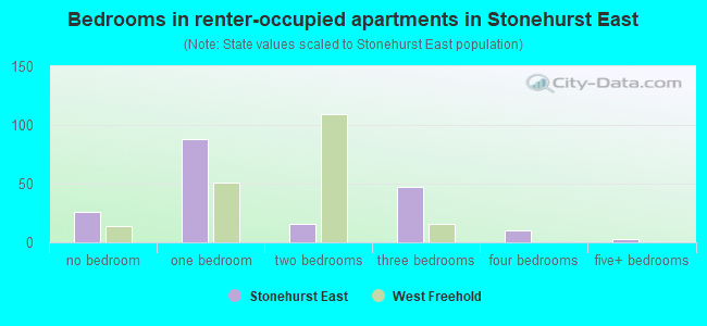 Bedrooms in renter-occupied apartments in Stonehurst East