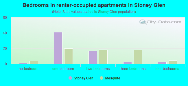 Bedrooms in renter-occupied apartments in Stoney Glen