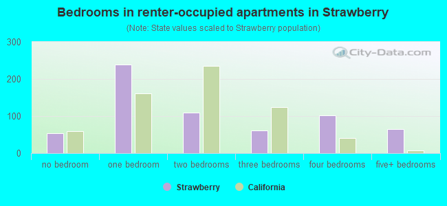 Bedrooms in renter-occupied apartments in Strawberry