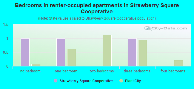 Bedrooms in renter-occupied apartments in Strawberry Square Cooperative