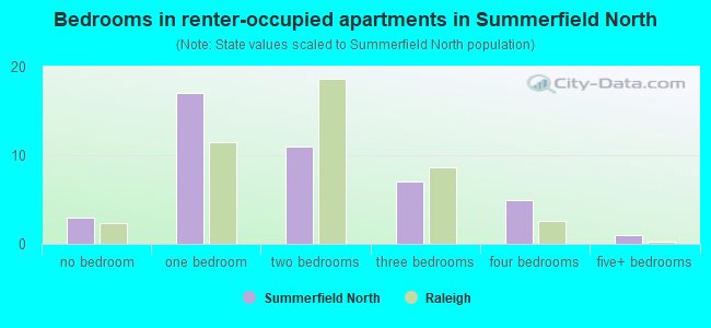 Bedrooms in renter-occupied apartments in Summerfield North