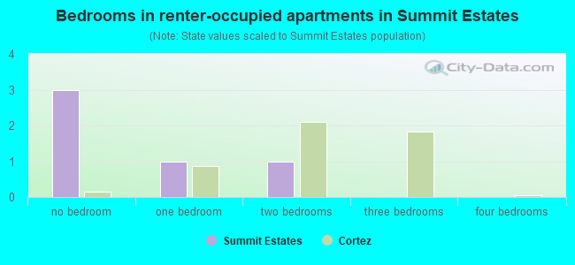 Bedrooms in renter-occupied apartments in Summit Estates