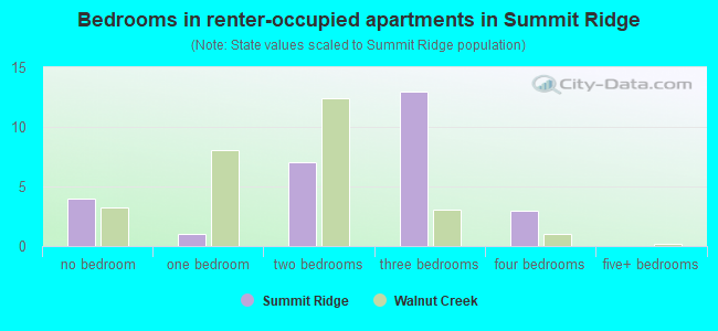 Bedrooms in renter-occupied apartments in Summit Ridge
