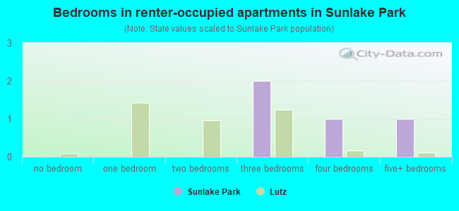 Bedrooms in renter-occupied apartments in Sunlake Park
