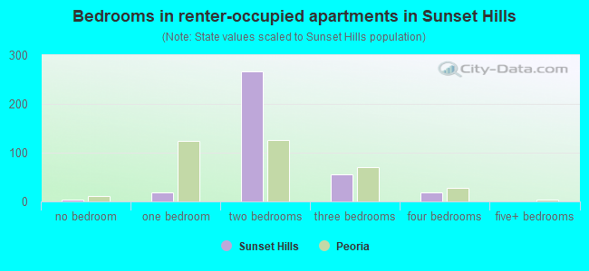 Bedrooms in renter-occupied apartments in Sunset Hills