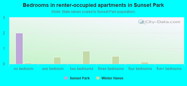 Bedrooms in renter-occupied apartments in Sunset Park