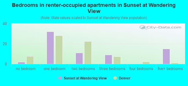 Bedrooms in renter-occupied apartments in Sunset at Wandering View