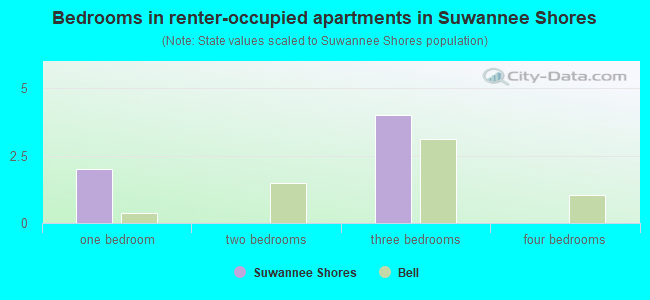 Bedrooms in renter-occupied apartments in Suwannee Shores