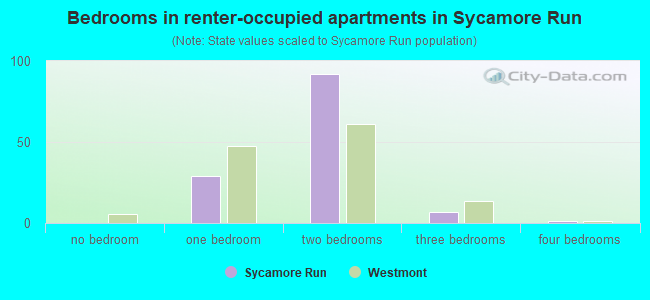 Bedrooms in renter-occupied apartments in Sycamore Run