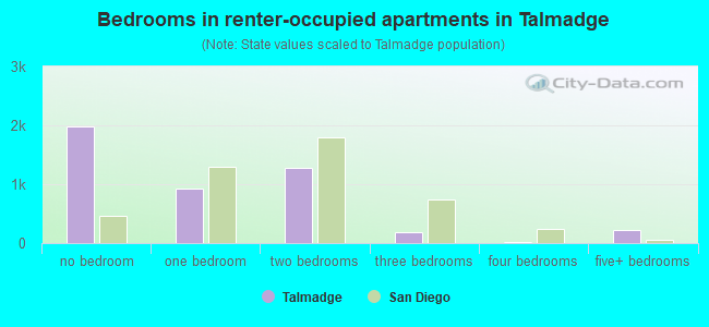 Bedrooms in renter-occupied apartments in Talmadge