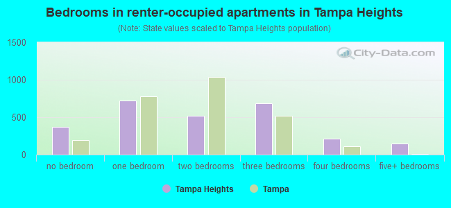 Bedrooms in renter-occupied apartments in Tampa Heights