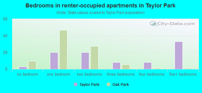 Bedrooms in renter-occupied apartments in Taylor Park