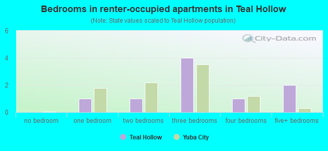 Bedrooms in renter-occupied apartments in Teal Hollow