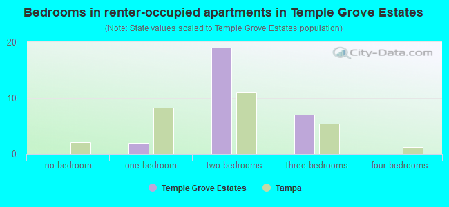 Bedrooms in renter-occupied apartments in Temple Grove Estates
