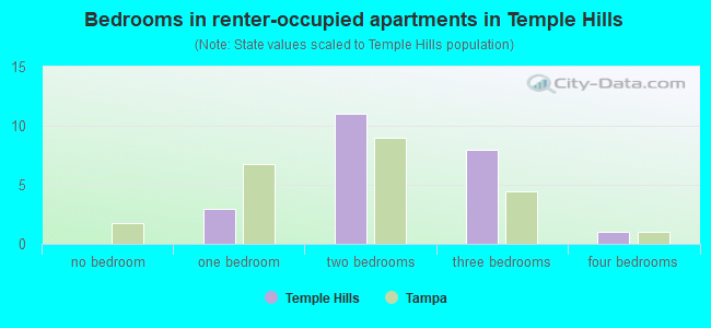 Bedrooms in renter-occupied apartments in Temple Hills