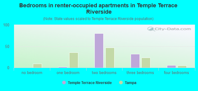Bedrooms in renter-occupied apartments in Temple Terrace Riverside